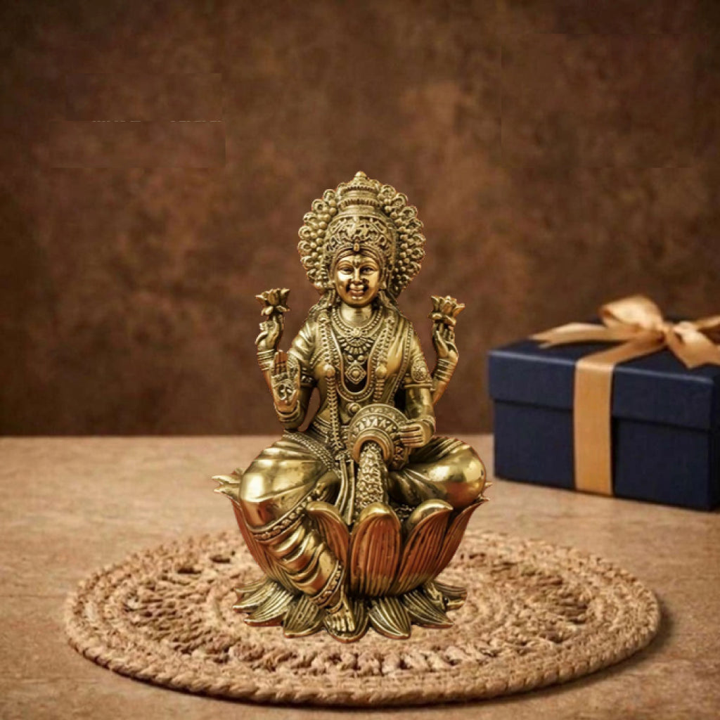 Lord Laxmi Devi On Lotus