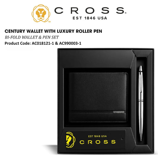 GP Cross Century Wallet With Luxury Roller Pen (BI-FOLD WALLET & PEN SET)