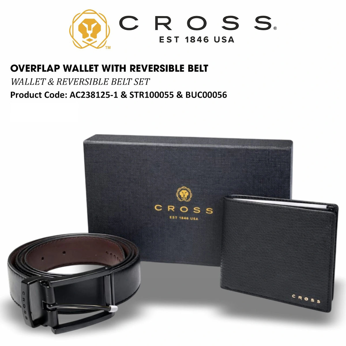 GP Cross Overflap Wallet With Reversible Belt (WALLET & REVERSIBLE BELT SET)