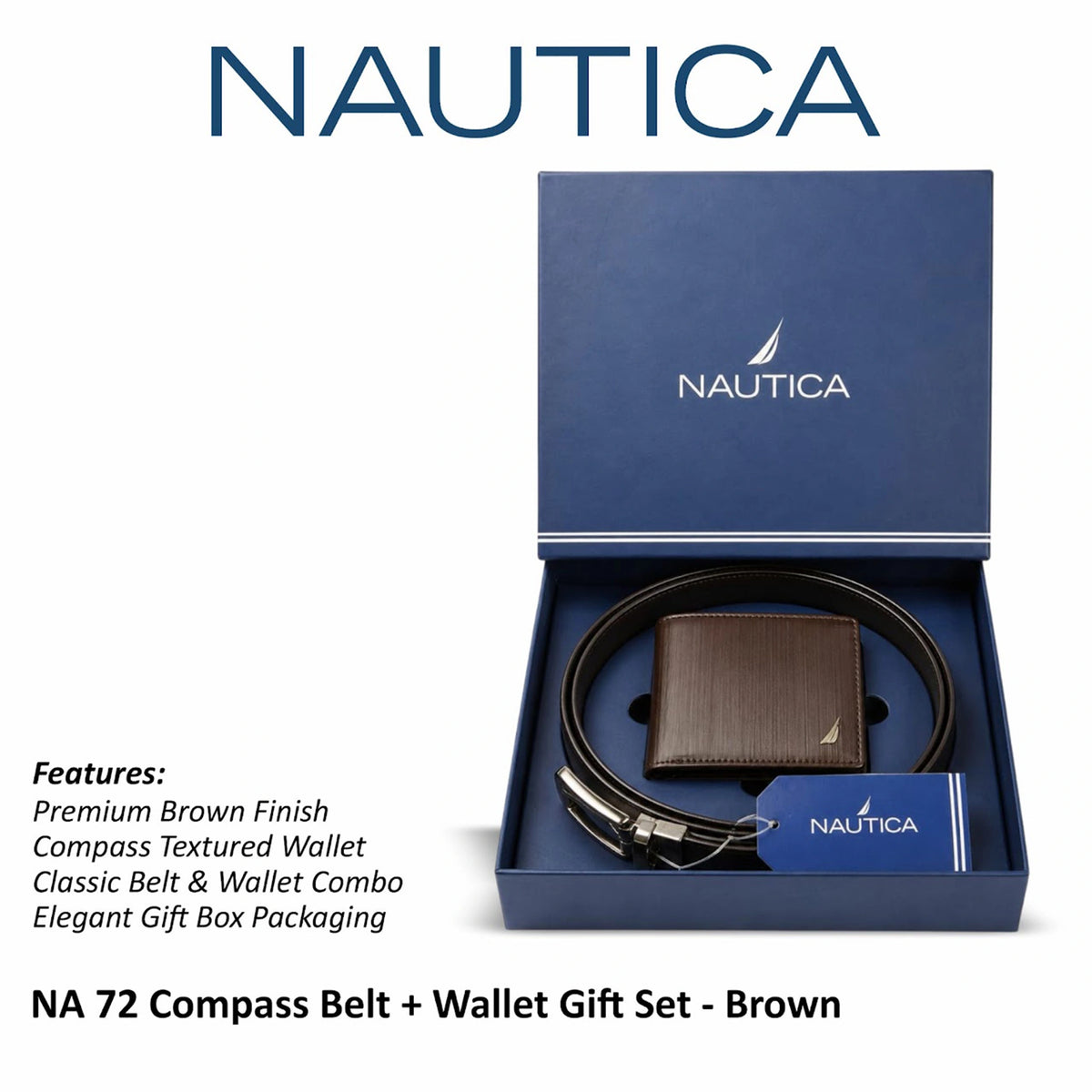 GP Nautica Compass Belt + Wallet Gift Set