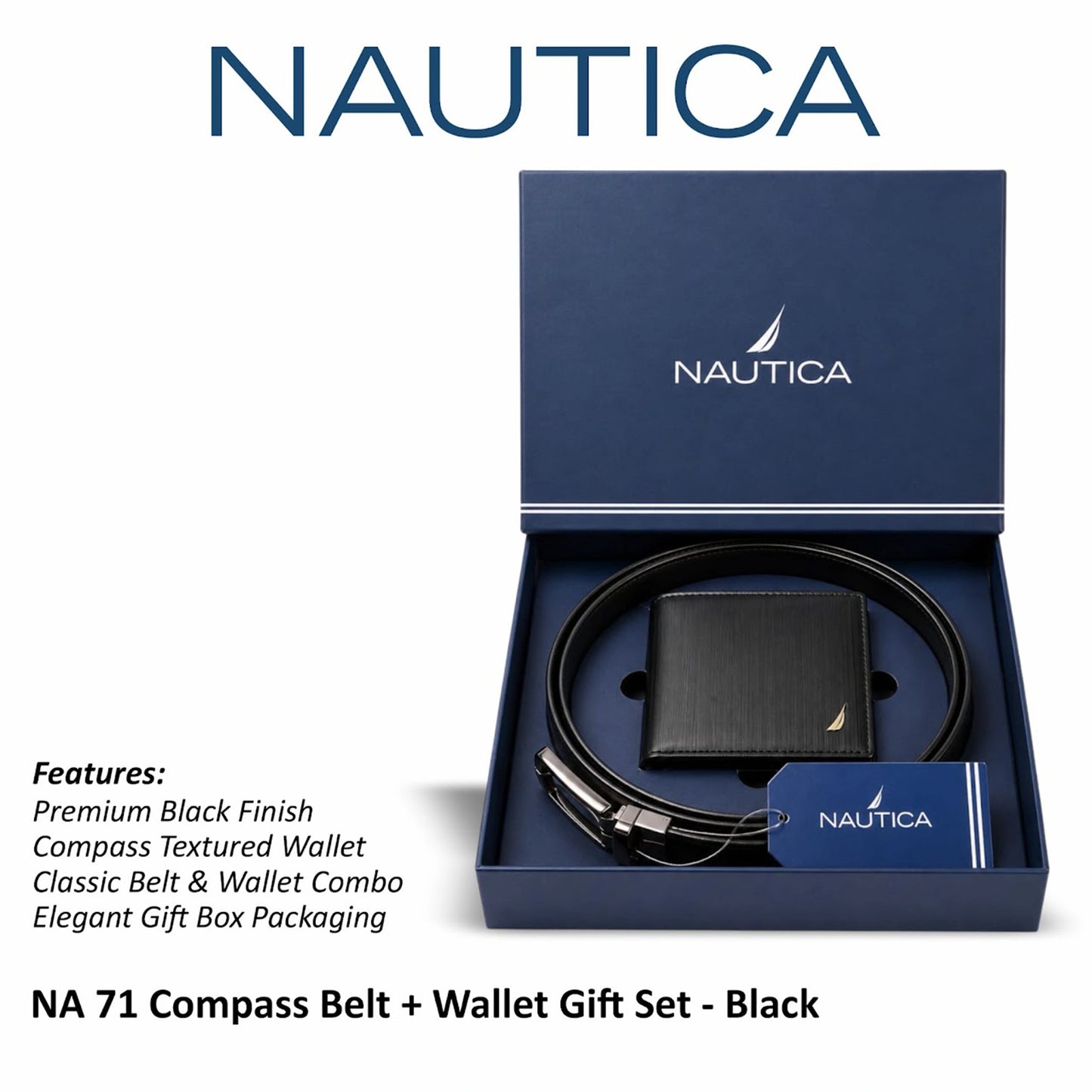 GP Nautica Compass Belt + Wallet Gift Set