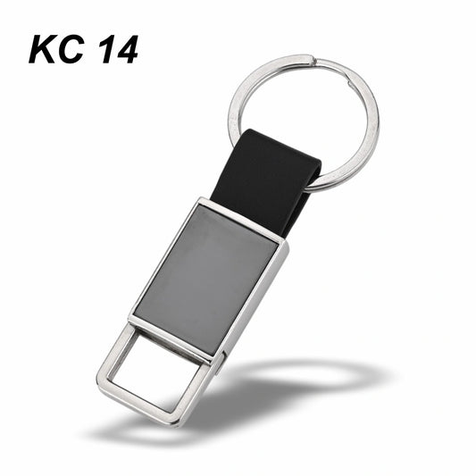 GiftPro Black Stainless Steel Pull-Out Keychain with PU Strap