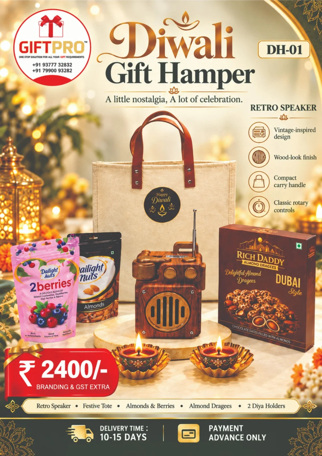 Retro Speaker Diwali Gift Hamper with Premium Treats