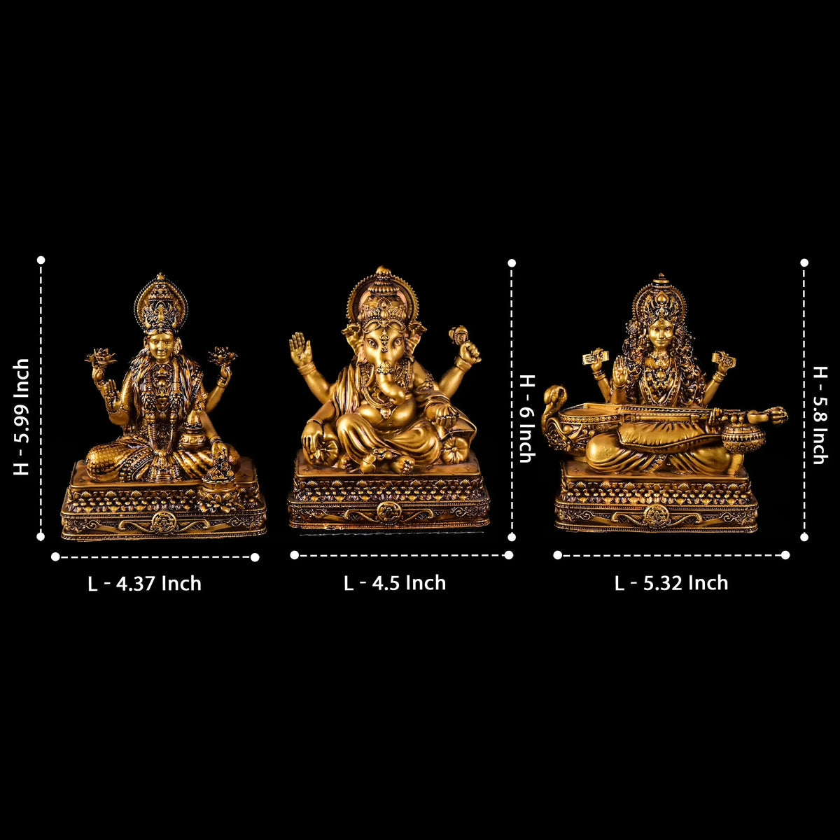 Mahalakshmi Ganapati Saraswati Murti (lotus)