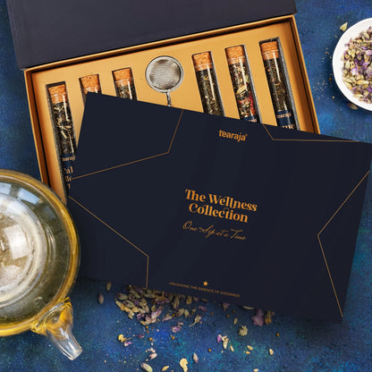 GP Tearaja Wellness Collection – 6 Premium Wellness Teas in Luxury Gift Box with Infuser