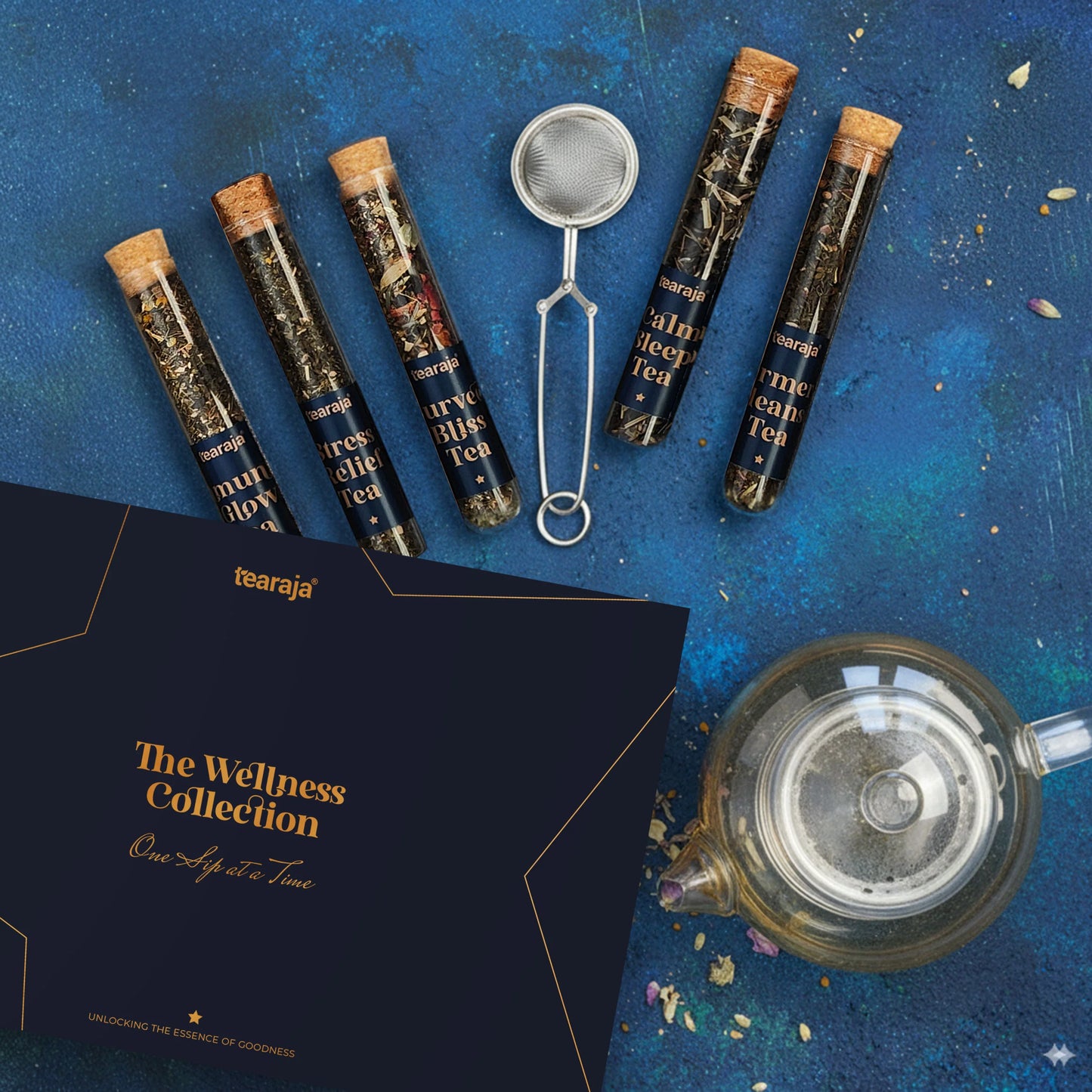 GP Tearaja Wellness Collection – 6 Premium Wellness Teas in Luxury Gift Box with Infuser